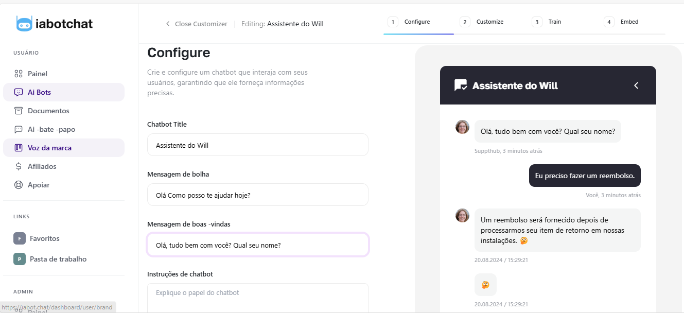 Image of IAbotchat, Sua IA, do Seu Jeito – Sem Limites, Sem Complicações dashboard